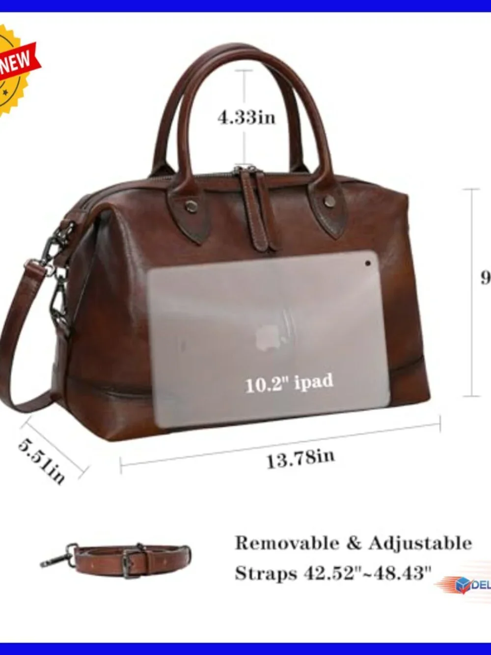 Genuine Leather Satchel Tote Bag Large Capacity Top Handle Handbag
